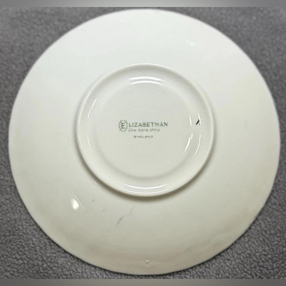 VINTAGE ELIZABETHAN FLORAL GOLD CUP AND SAUCER FINE BONE CHINA 3" Numbered - Picture 8 of 11